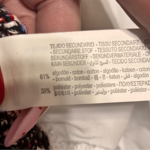 Zara lightweight tweed fringe pleated peplum top XS - Picture 4 of 6